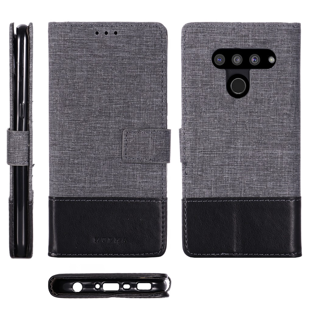 Bao da điện thoại PU TPU canvas dạng ví lật cho LG V50 ThinQ 5G V40 V30 V20 V35 K40 G8s G5 G6 Q6