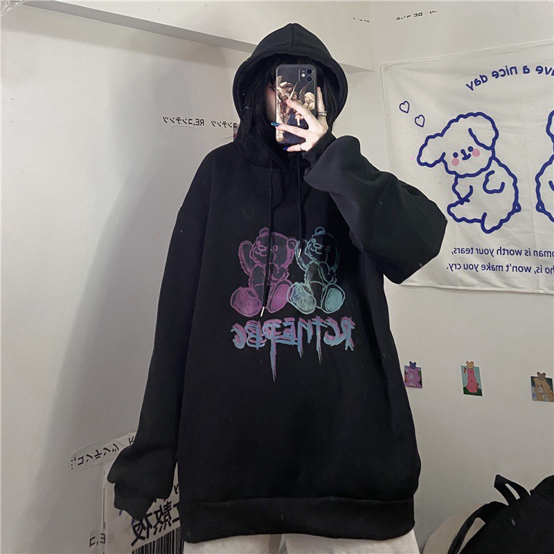 Áo hoodie nữ unisex form rộng Áo hoodie nữ form rộng mặc nhà thời trang hình gấu bear đi chơi du lịch hàn quốc | BigBuy360 - bigbuy360.vn