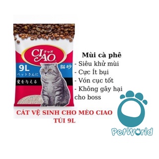 Cát vệ sinh cho mèo CIAO túi 9L, Cát vệ sinh cho mèo thấm hút khử mùi xuất xứ Nhật Bản