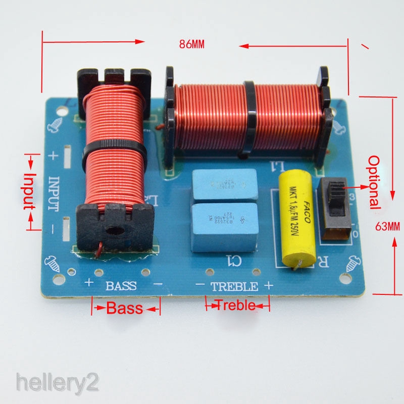 [HELLERY2] Treble Bass 2 Way Frequency Divider Speaker Audio Crossover Filters Moudle