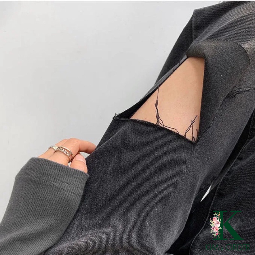 Quần jean nữ màu đen khói loang rách ống, quần bò ống suông phom rộng chất denim cá tính ngầu Ulzzang đủ size loại 1