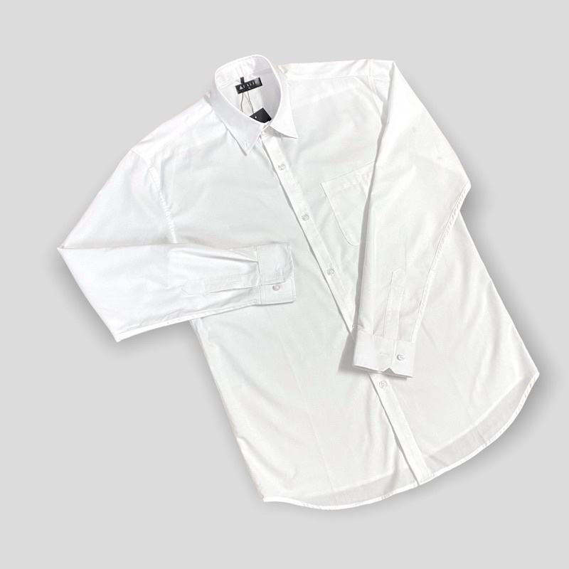 Áo sơ mi nam trắng trơn có túi dài tay, vải cotton đẹp, đứng form - HALIOMAN