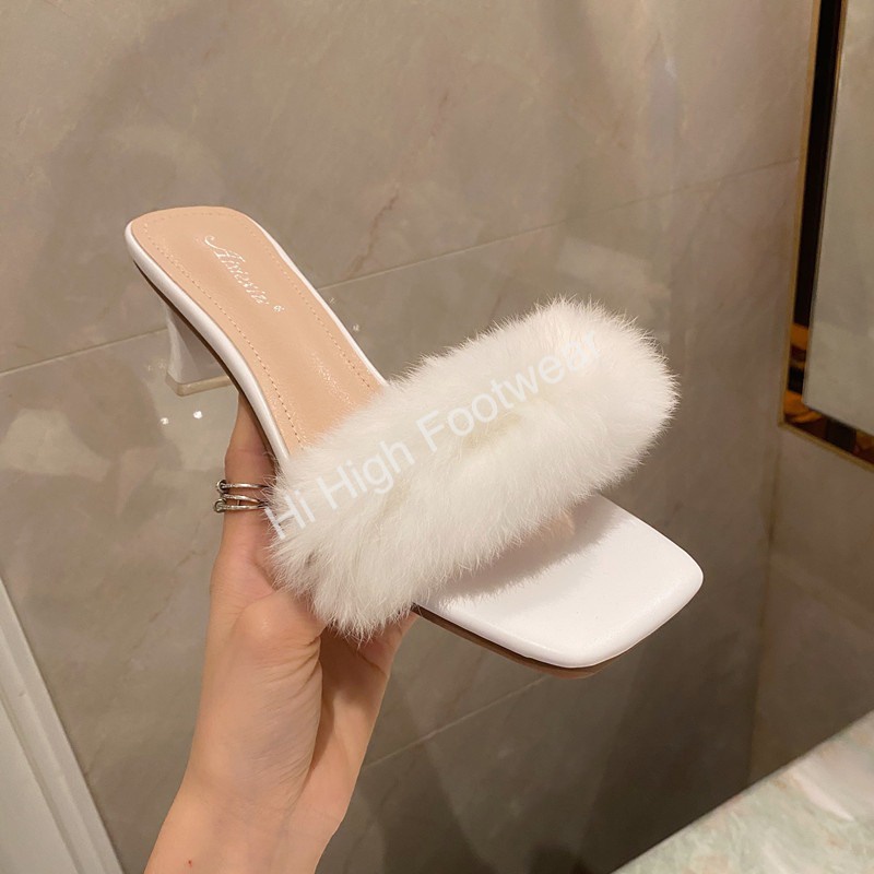 Guốc quai lông mềm mại dễ thương cho nàng bánh bèo, Dép phồng lông xù