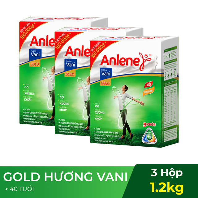 Combo 3 hộp Sữa Bột Anlene Gold Movepro Hương Vanilla 1.2kg/hộp