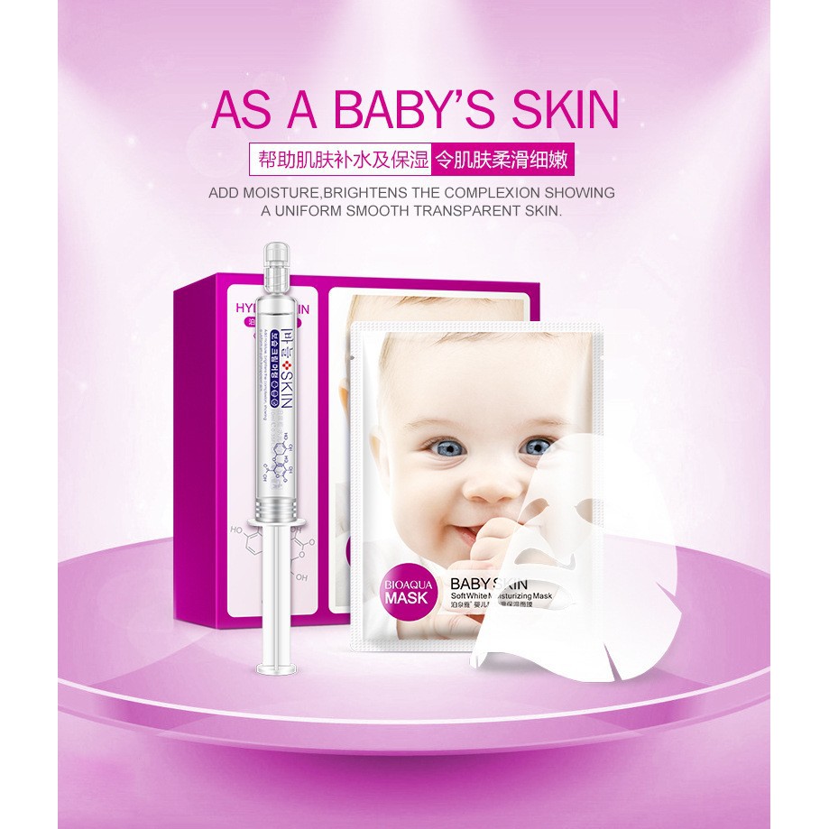 Mặt nạ BIOAQUA Baby Skin Soft White Moisturizing Mask (Hồng tím)