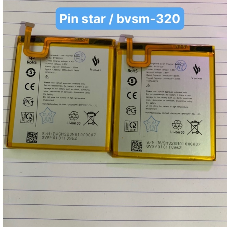 Pin star / bvsm-320 / Vsmart / bảo hành 3 tháng