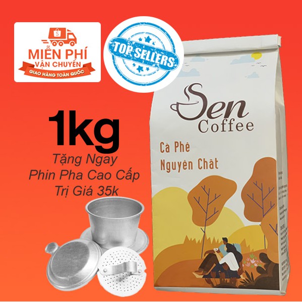 Cà Phê Robusta Siêu Đặc Biệt - 1KG - Tặng Kèm Phin Pha Cao Cấp - Sen Coffee