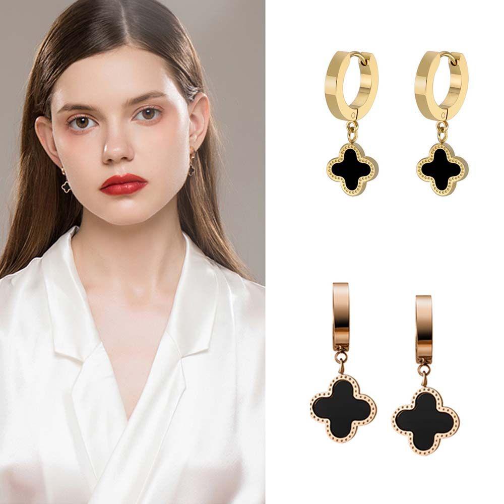 Khuyên Tai Dạng Vòng Mặt Hình Học May Mắn Phong Cách Hàn Quốc Vintage Cho Nữ