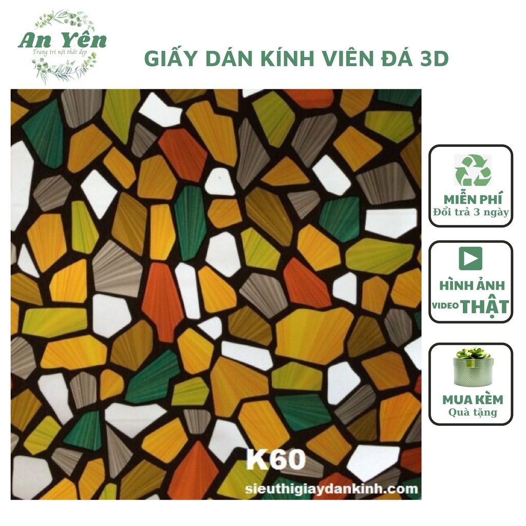 GIẤY DÁN KÍNH VIÊN ĐÁ 3D,DECAL DÁN KÍNH MỜ CHỐNG NẮNG CHỐNG NƯỚC