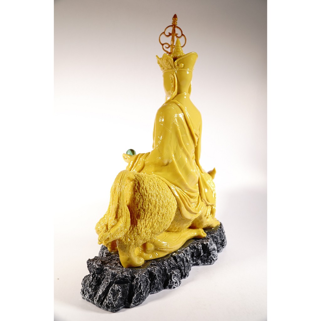 Tượng Phật Địa Tạng Vương Bồ Tát cưỡi hổ vẽ áo vàng lớn - Cao 35cm