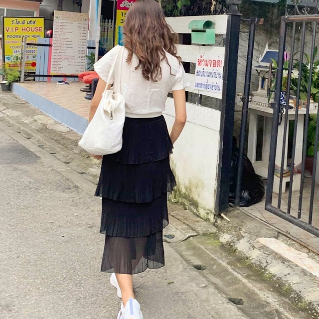 Chân váy tầng chất voan