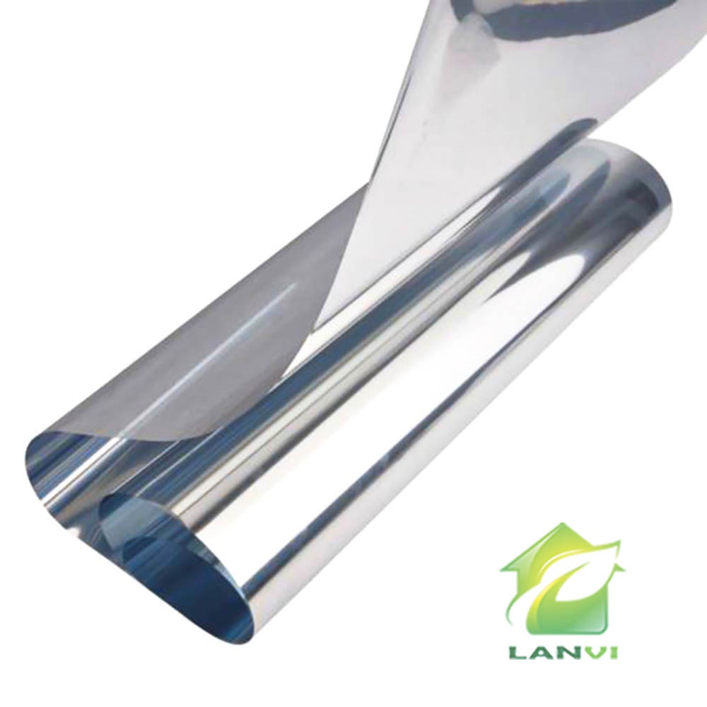 Giấy dán kính một chiều chống nhìn cho cửa, giấy decal dán kính phản quang có sẳn keo khổ 1m