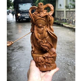 Tượng Gỗ Quan Công Cầm Đao / Vung Đao Thần Thánh