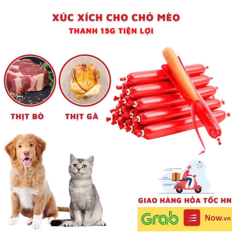 [Mã 208FMCGSALE giảm 8% đơn 500K] Xúc xích cho chó mèo thanh 15g vị bò gà vịt tiện lợi an toàn cho Boss