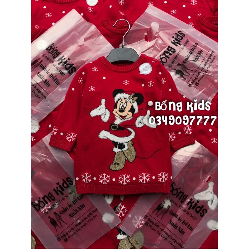 Váy Len Bé Gái Minnie Noel Đỏ PR