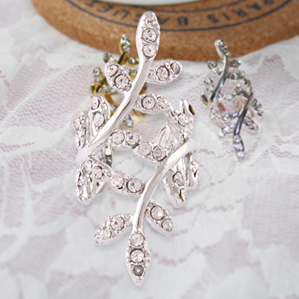 Khuyên vành tai hình chiếc lá đính đá thời trang cho nữ