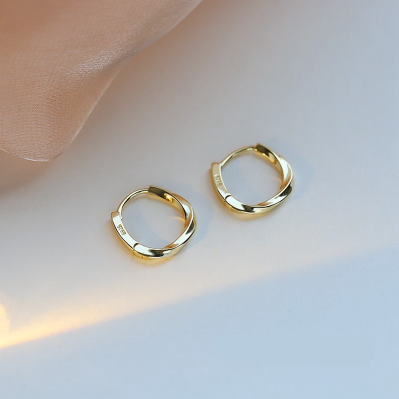 Đôi Khuyên Tai Mạ Bạc 925 Hình Vòng Xoắn Đơn Giản Cho Nữ
