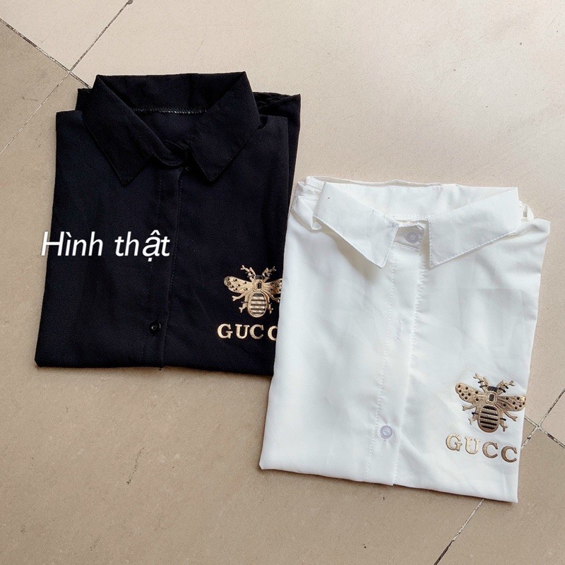 Áo sơ mi tay ngắn hoạ tiết con ong chất kate - B8U