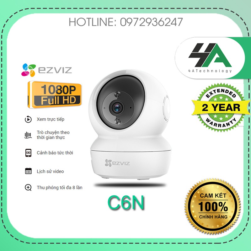 Camera Wifi, camera không dây Ezviz C6W Siêu Nét 4MP 2K AI, quay quét 360 Độ, tự động zoom theo dõi (chính hãng)