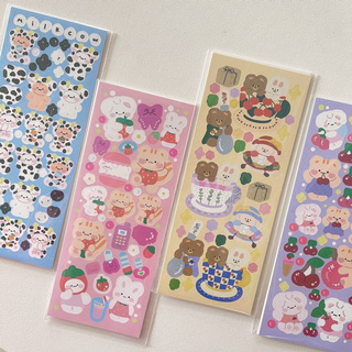 Cute glittering bear sticker chasing star decoration material