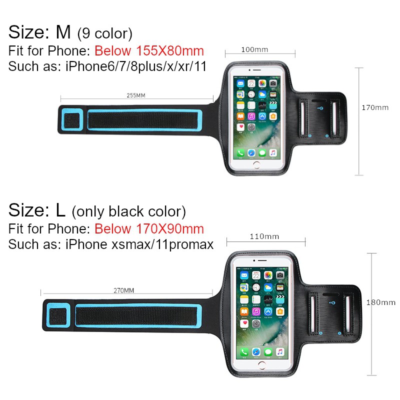 Fitness running mobile phone bag universal belt outdoor sports phone holder armband protective cover for iPhone 11 xs up to 6.5 inches armband protective cover