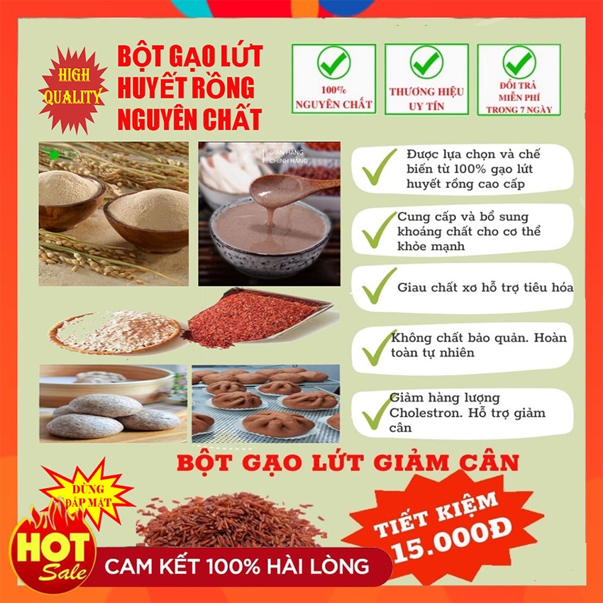 Bột gạo lứt huyết rồng đỏ giảm cân ăn kiêng tách béo lợi sữa rang xay thực dưỡng nghiền mịn uống liền đắp mặt bổ cơ thể