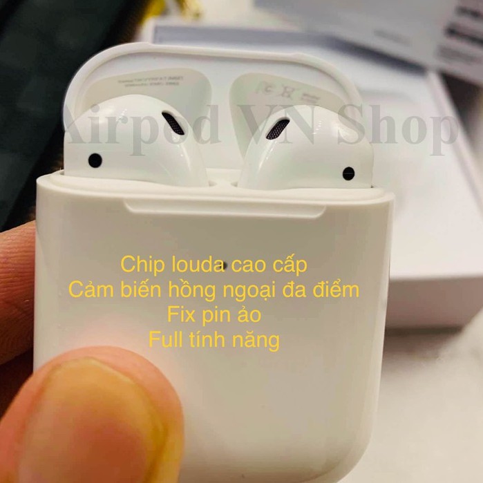 Tai nghe Ap 2 chip louda trang bị full tính năng: định vị, đổi tên, cảm biến hồng ngoại, chạm đa điểm