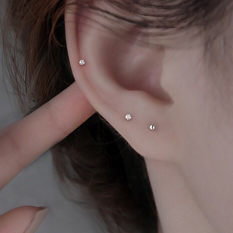 Bông tai nữ nhỏ 2mm , khuyên tai bạc ta chuẩn