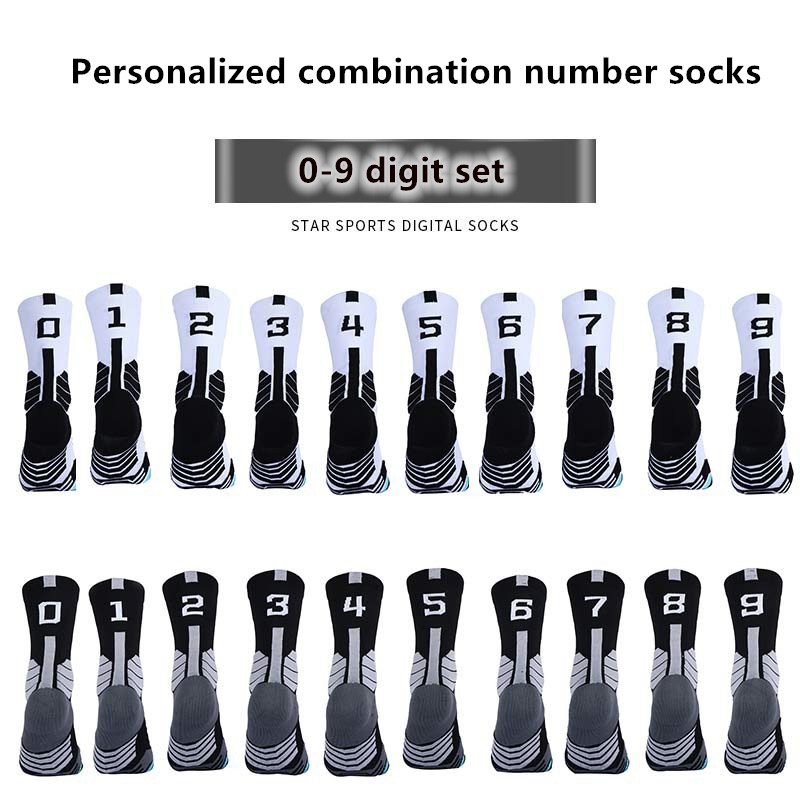 1 chiếc chứ không phải 1 đôi Tất Chân Cotton Dày In Số May Mắn Cho Nam Lucky Number Premium Basketball Sports Socks / Triple Best TEAM NUMBER CREW SPORTS SOCKS - (Vớ thể thao, Vớ chạy, Vớ bông, Vớ bông, Vớ dày, vớ may mặc) / vớ thể thao cho nam