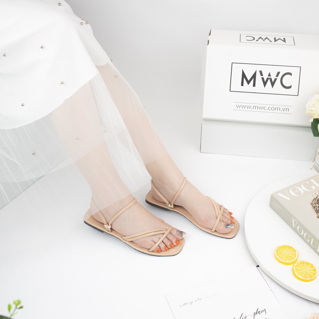 Giày Sandal Nữ MWC Đế Bệt Xỏ Ngón Phối Dây Mảnh Xinh Xắn NUSD- 2797