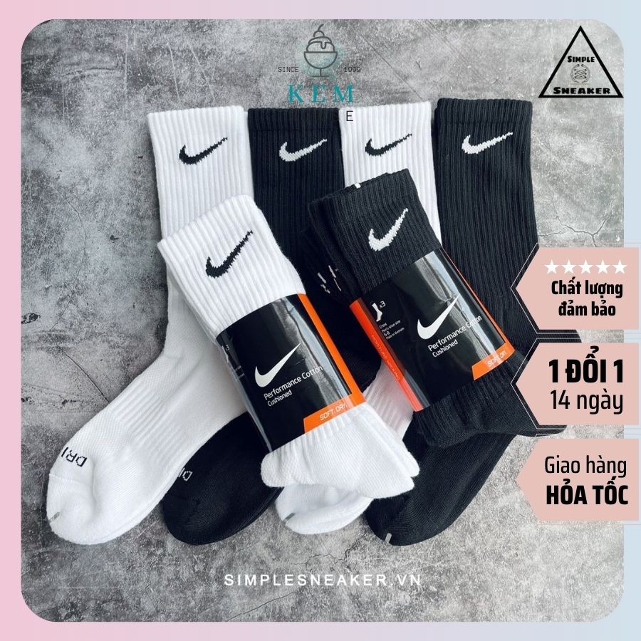 Tất vớ thể thao -vớ nam thời trang unisex nikeee driifitt đen trắng