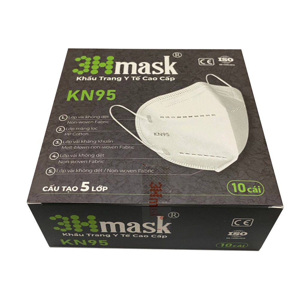 Hộp 10 cái Khẩu trang 3HMask KN95 - Bảo vệ tối đa sức khỏe của bạn