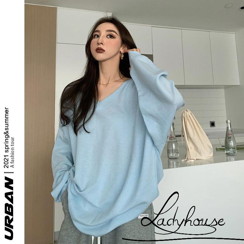 Áo Thun Tay Dài Cổ Tròn Màu Sắc Trơn Thời Trang Dành Cho Nữ