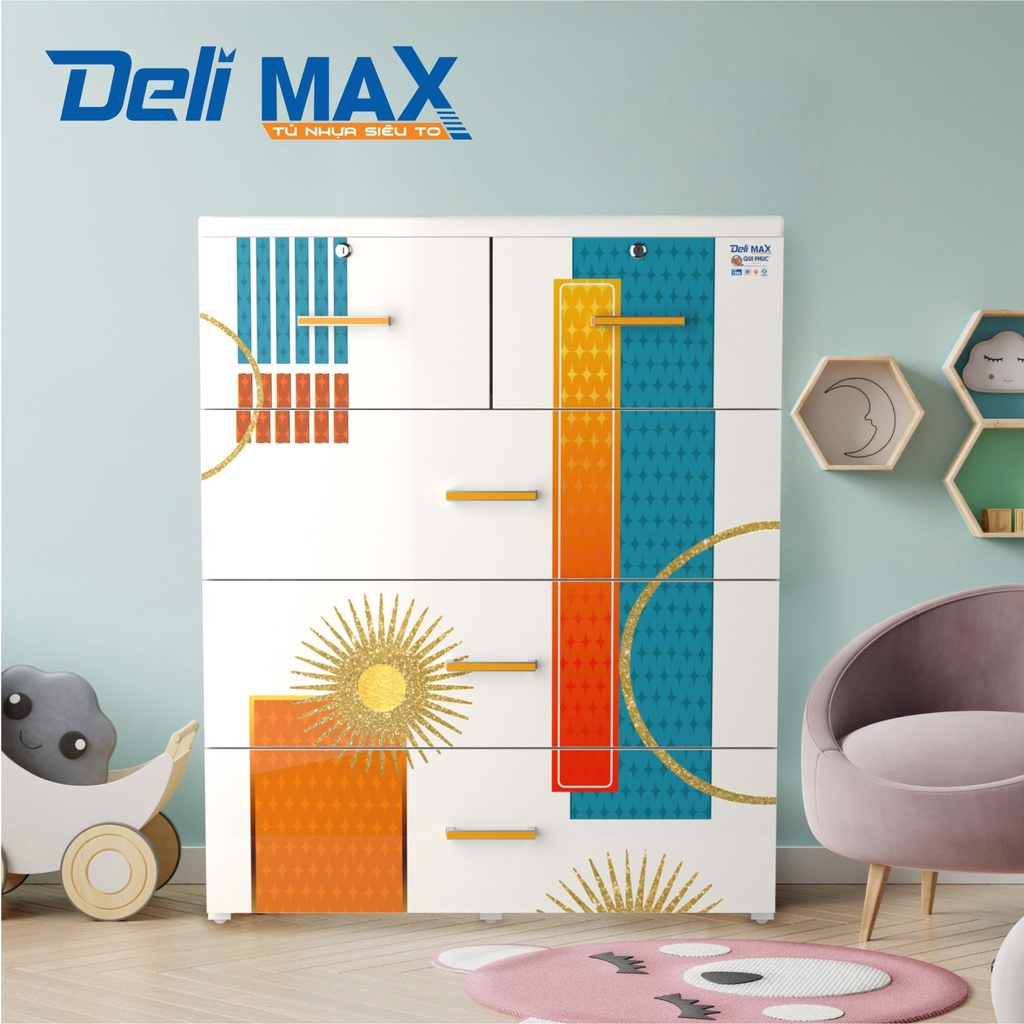 Qui Phúc Tủ Nhựa Quần Áo Deli Max 4 Tầng - Size Lớn