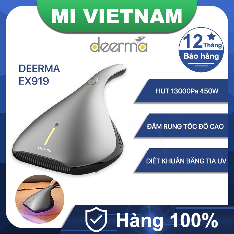 [Mã ELHA22 giảm 6% đơn 300K] Máy hút bụi diệt khuẩn UV gối đệm giường Deerma EX919 làm sạch giường tiện lợi