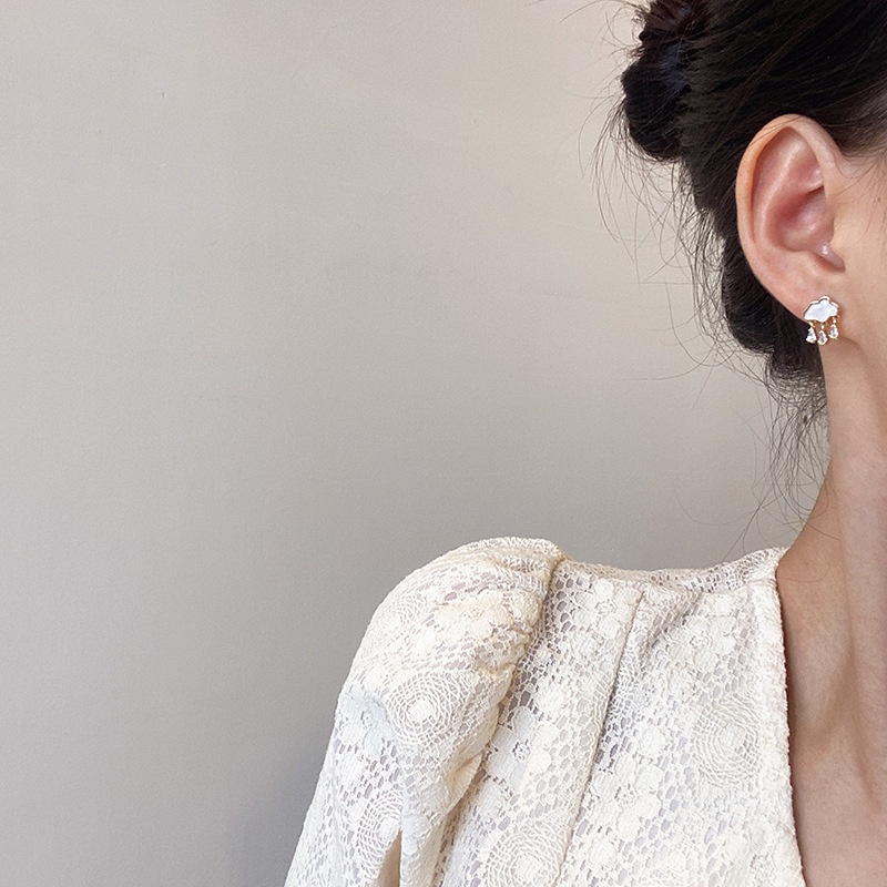 Bông tai hình đám mây đính đá Zircon dễ thương dành cho nữ