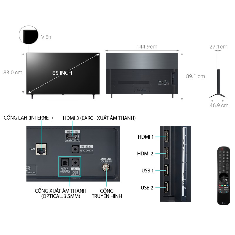 OLED Tivi 4K LG ThinQ AI 65 inch 65C1PTB Mới 2021 | BigBuy360 - bigbuy360.vn