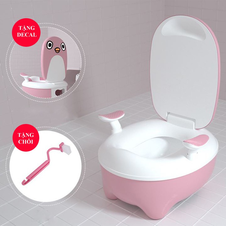 Bô vệ sinh cho bé cao cấp BABY TOILET, bô trẻ em hình thú có khay hứng vệ sinh tháo lắp dễ dàng