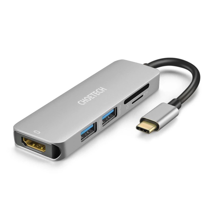 Hub Adapte 4 in 1 Type-C ra 2 cổng USB 3.0, cổng HDMI 4K, & cổng thẻ nhớ SD và thẻ TF hiệu CHOETECH M08 - Chính hãng