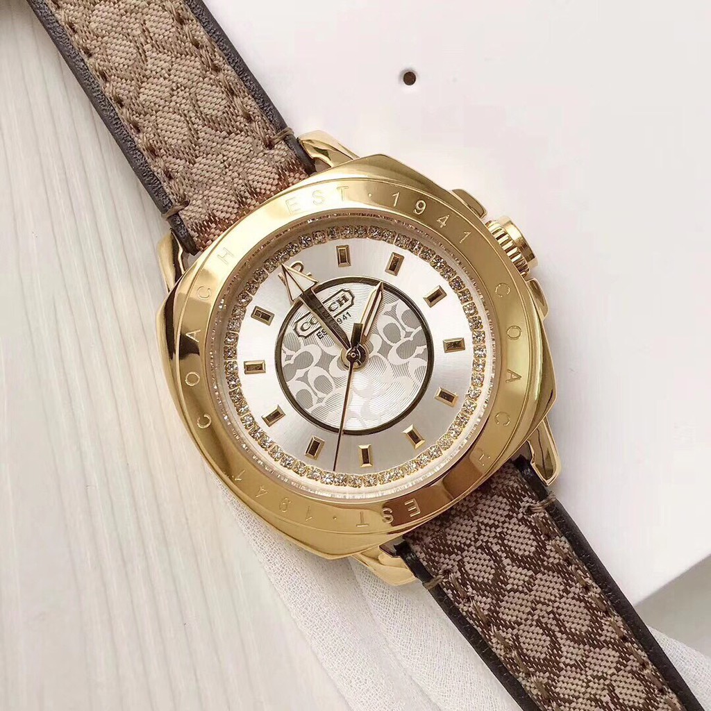 ĐỒNG HỒ NỮ COACH BOYFRIEND VIỀN TRƠN , SIZE 34MM, DÂY DA