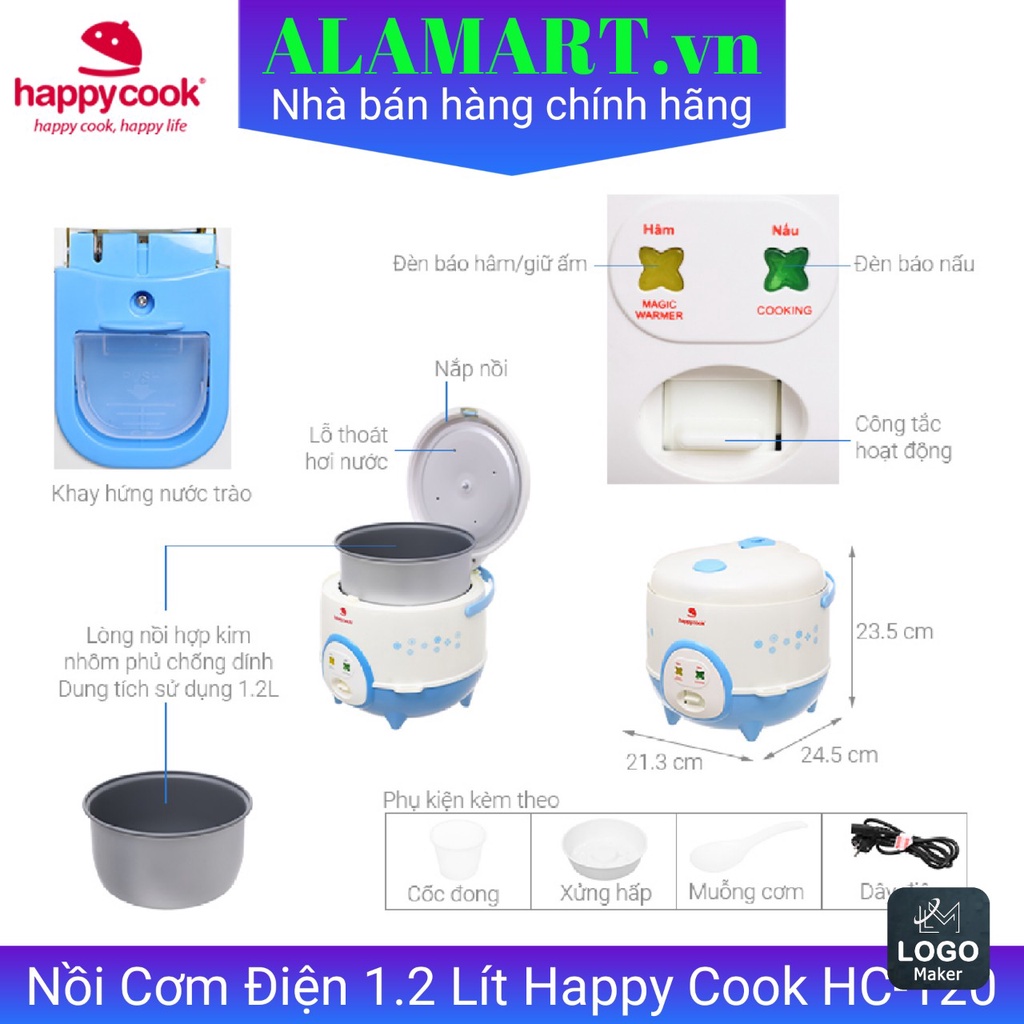 Nồi cơm điện Happy Cook 1.2 lít HC-120