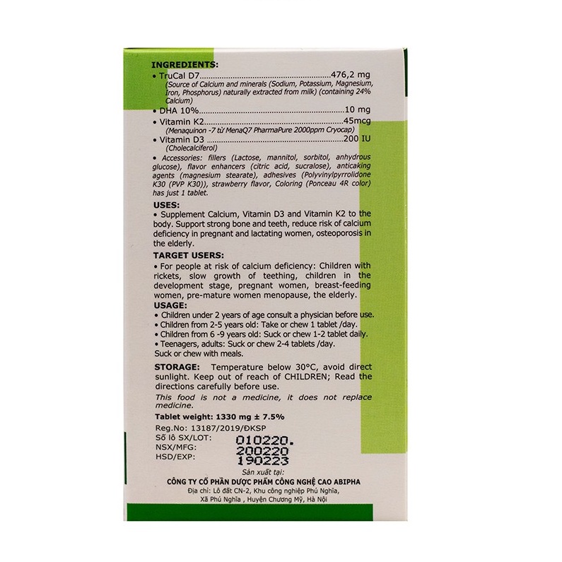 VIÊN NGẬM MEQUIB 2  - GIÚP BỔ SUNG VITAMIN D3 VÀ VITAMIN K2 TĂNG CƯỜNG HẤP THU CALCI XƯƠNG RĂNG CHẮC KHOẺ