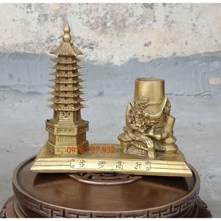 Tháp văn xương 9 tầng có ống bút, tháp văn xương bằng đồng