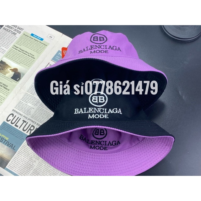 mũ bucket 2 lớp 2 mặt - nón vành thêu baleca nặng động unisex thời trang