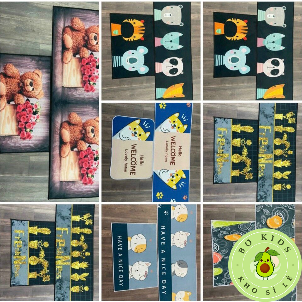 Bộ Thảm 3D Trống Trơn Thảm Bếp Thảm Nhà Thảm Lau Chân (40x60 + 40x120)cm BLOGTAMSU