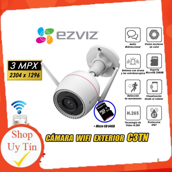Camera Wifi không dây ngoài trời EZVIZ C3TN độ phân giải 3MP nói chuyện 2 chiều, bảo hành 24 tháng