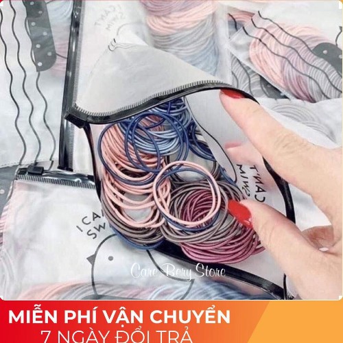 Set 100 dây buộc tóc có túi zip đủ màu
