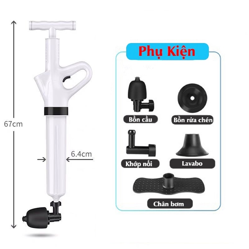 Súng thông tắc bồn cầu, bơm thông bồn cầu bồn rửa mặt phiên bản nâng cấp 2021 cực mạnh