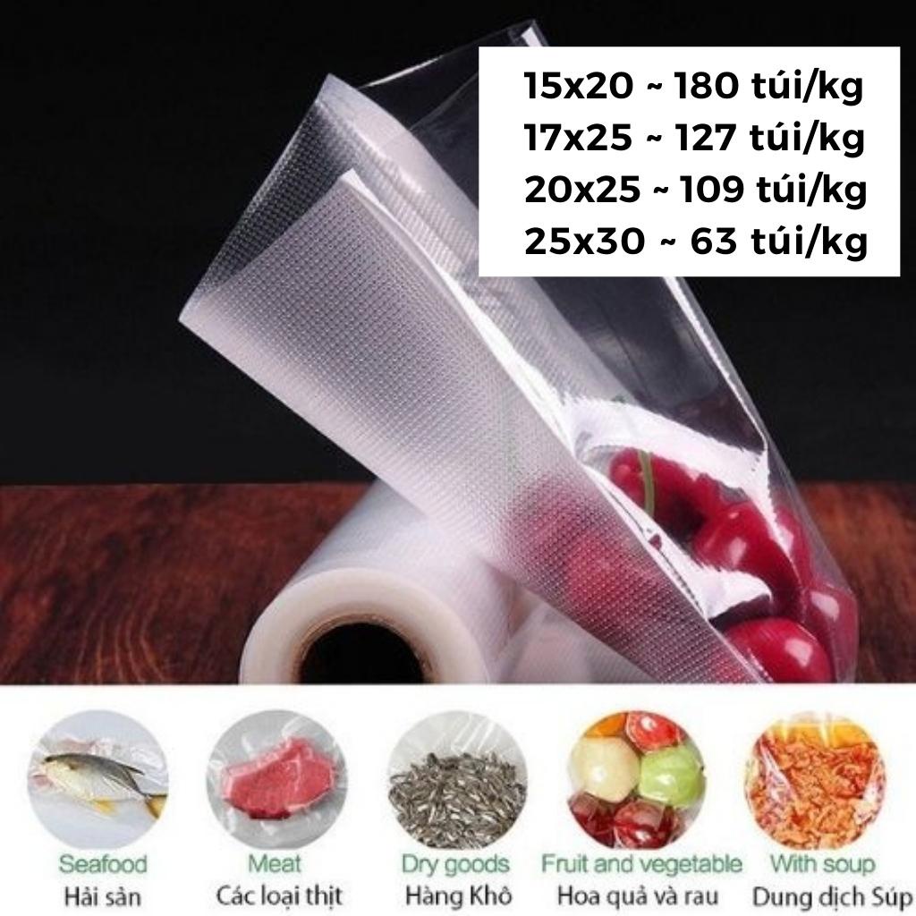 Túi hút chân không một mặt nhám bảo quản thực phẩm bộ 100 chiếc đủ size to nhỏ phù hợp với mọi loại máy