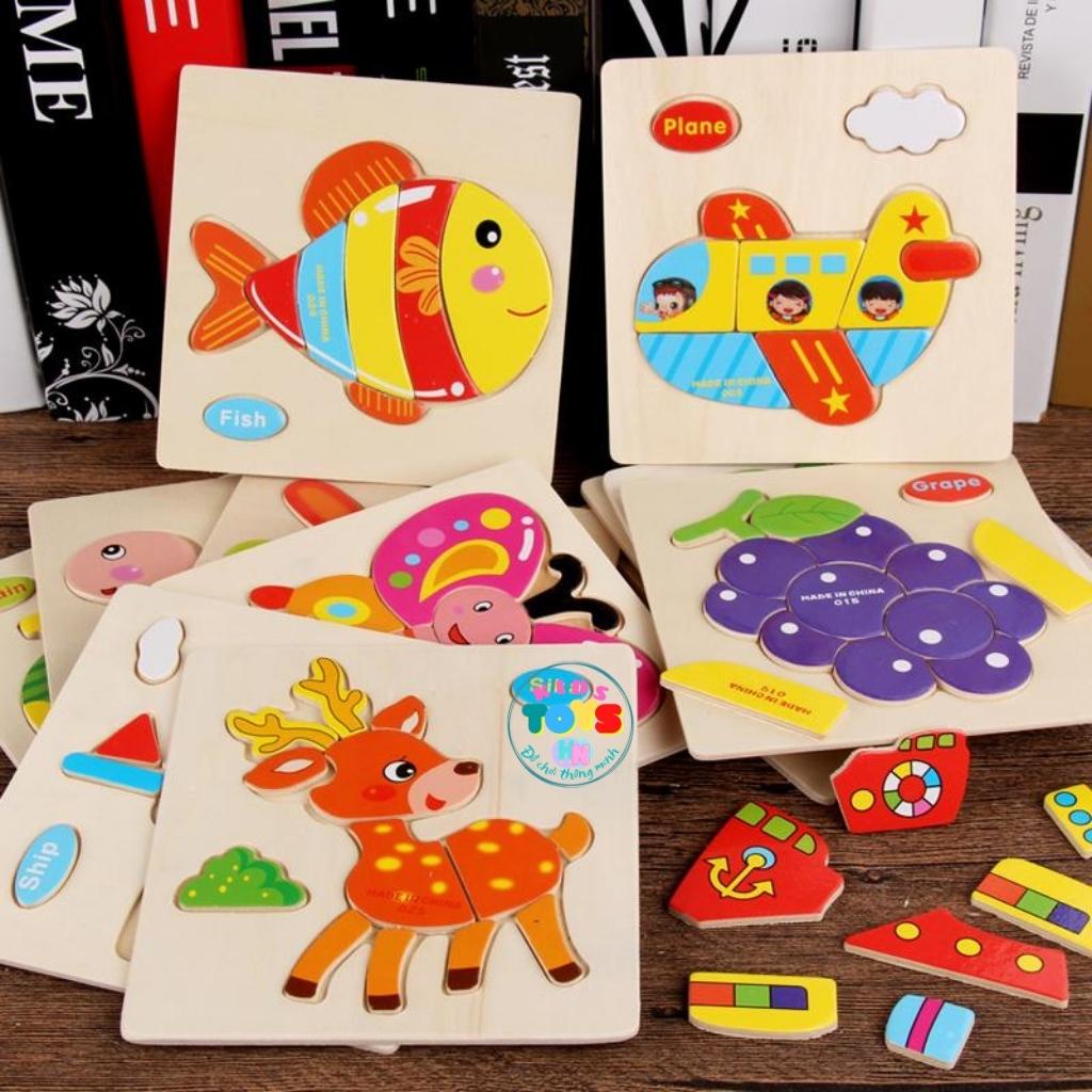 Tranh Ghép Hình Xếp Hình 3D Gỗ Nổi Cho Bé Loại Xịn Dày Dặn Giúp Bé Phát Triển Trí Tuệ, Shop Toykids, T3DN